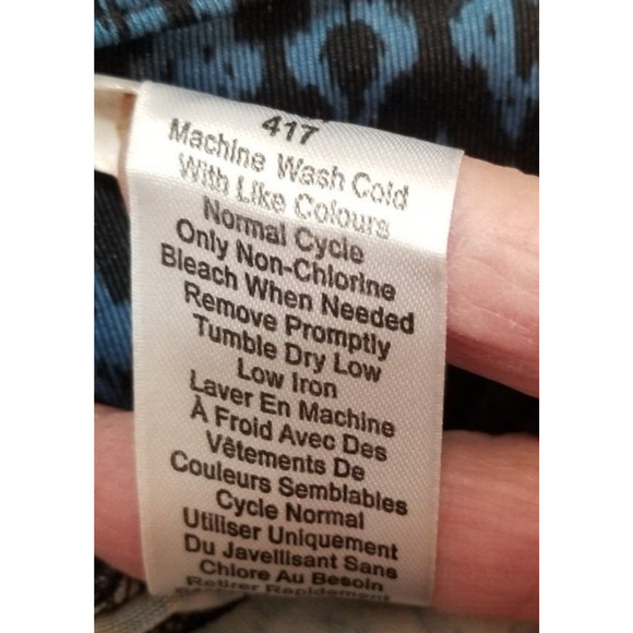 Coldwater Creek Direct Blue Black Wide Leg Geo Print Stretch Pants Size Medium - Picture 6 of 6